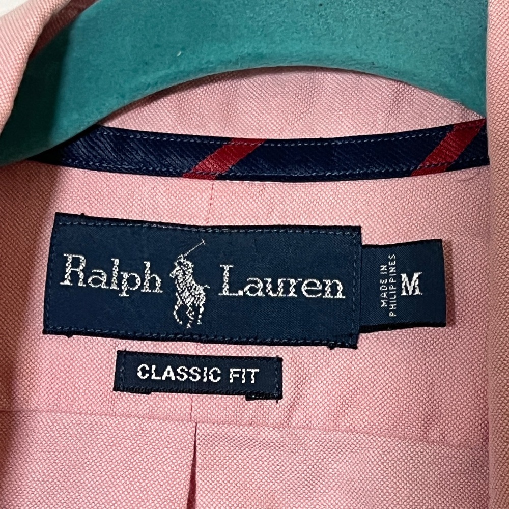 Ralph Lauren Button Down Long Sleeve Pink Pony Logo Men Size Medium Preppy - Picture 6 of 8